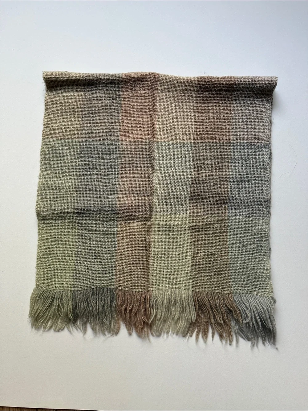 Manos del Uruguay Neutral Striped Woven Fringe 100% Virgin Wool Scarf
